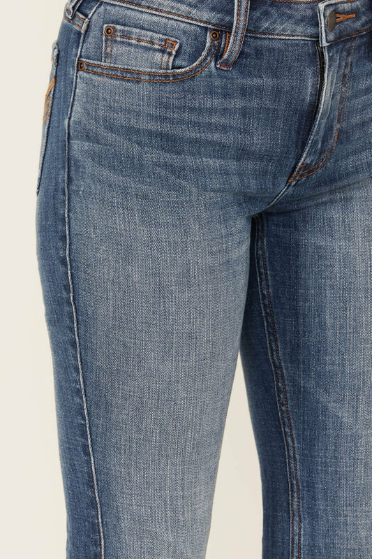 Women Bayside Medium Wash Mid Rise Bootcut Stretch Denim Jeans | Idyllwind
