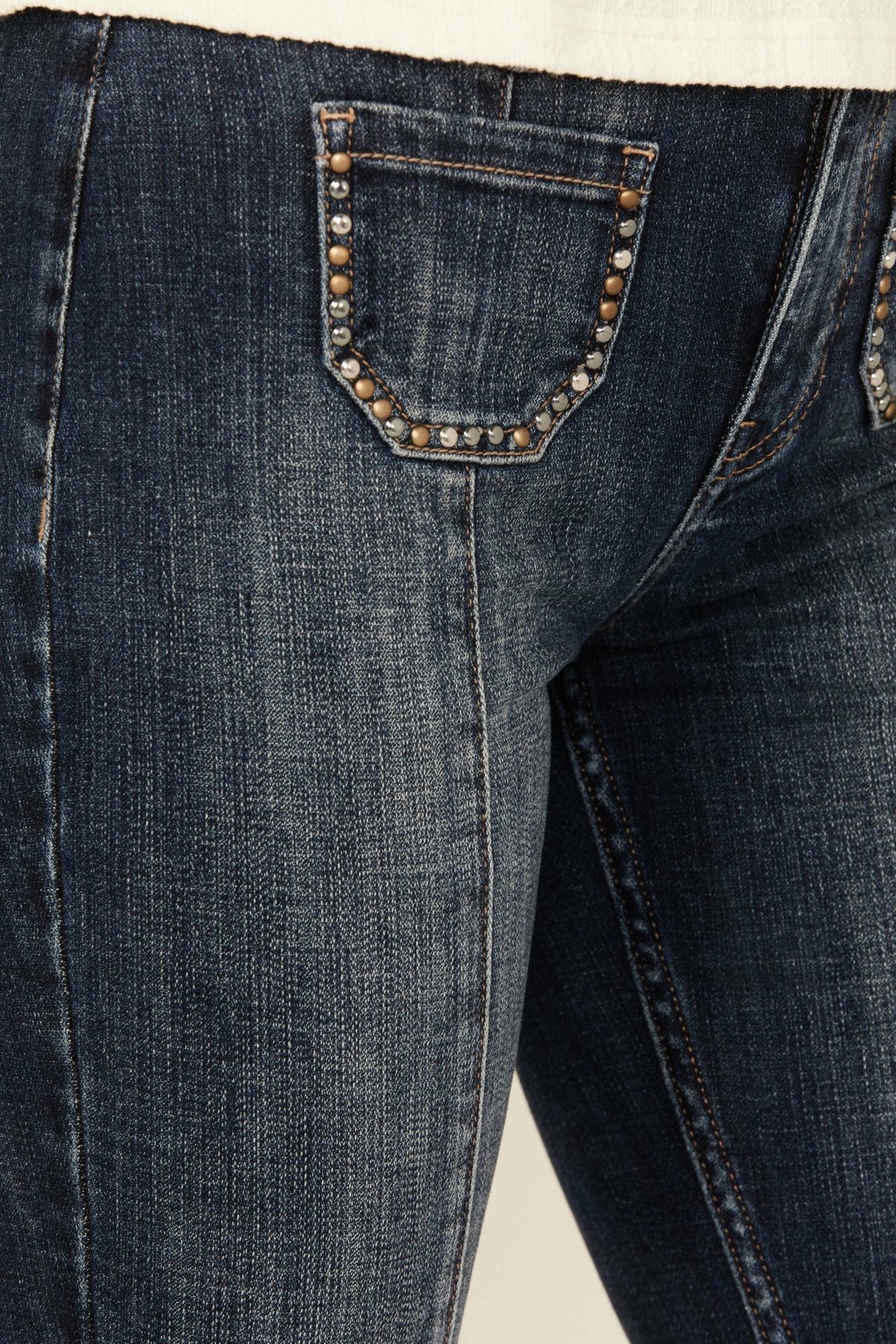 Women Hadley Dark Wash High Rise Embellished Flare Stretch Denim Jeans | Idyllwind