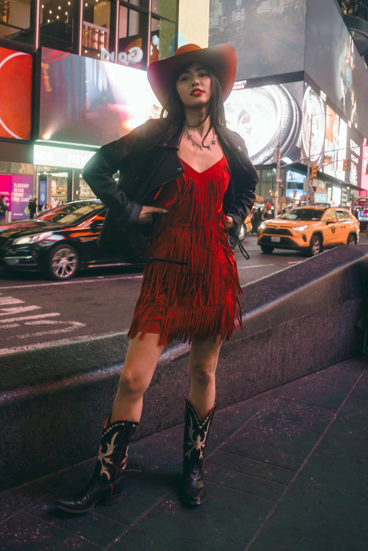Women Brixworth Red Fringe Festival Dress | Idyllwind