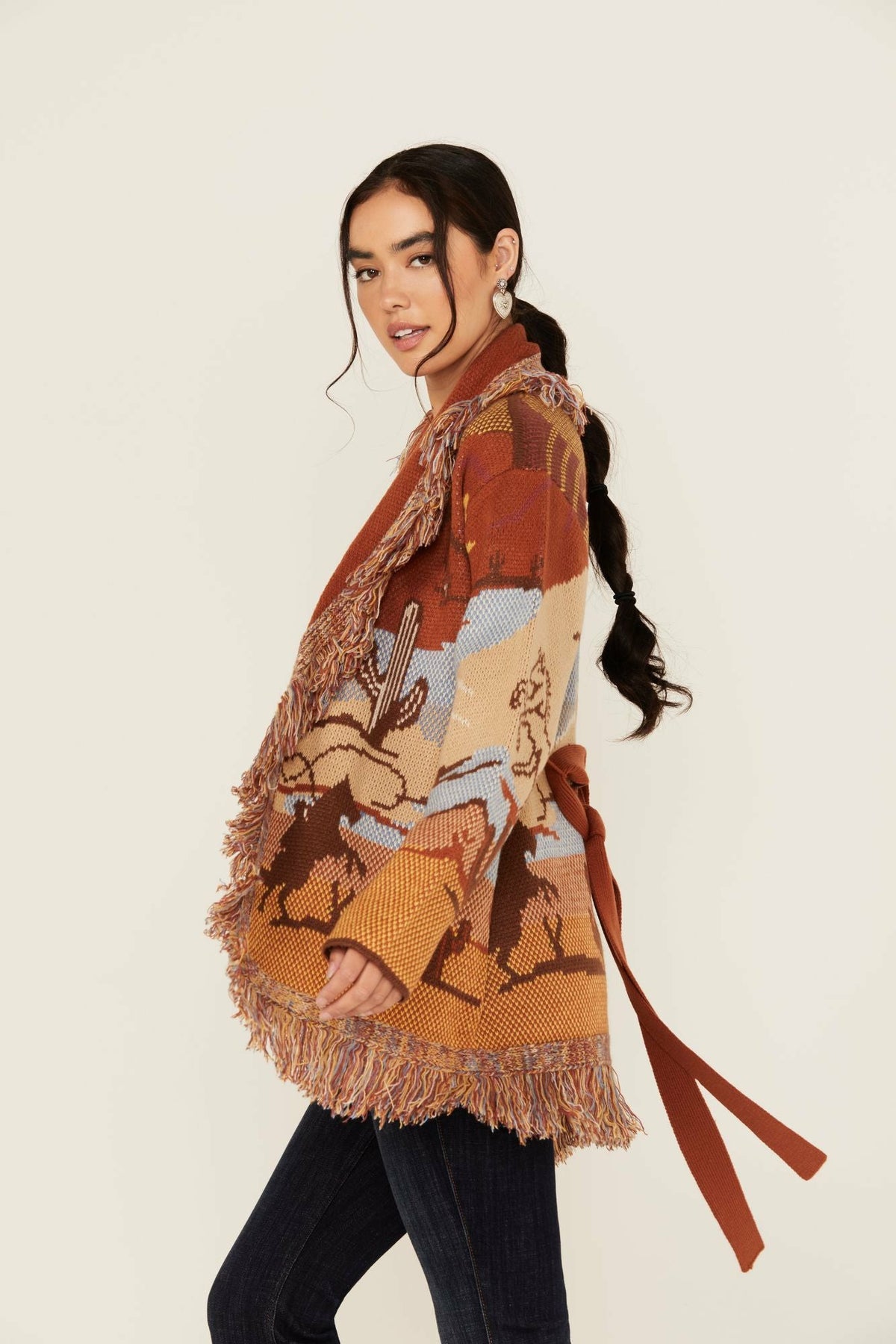 Women Minette Western Scenic Fringe Cardigan | Idyllwind