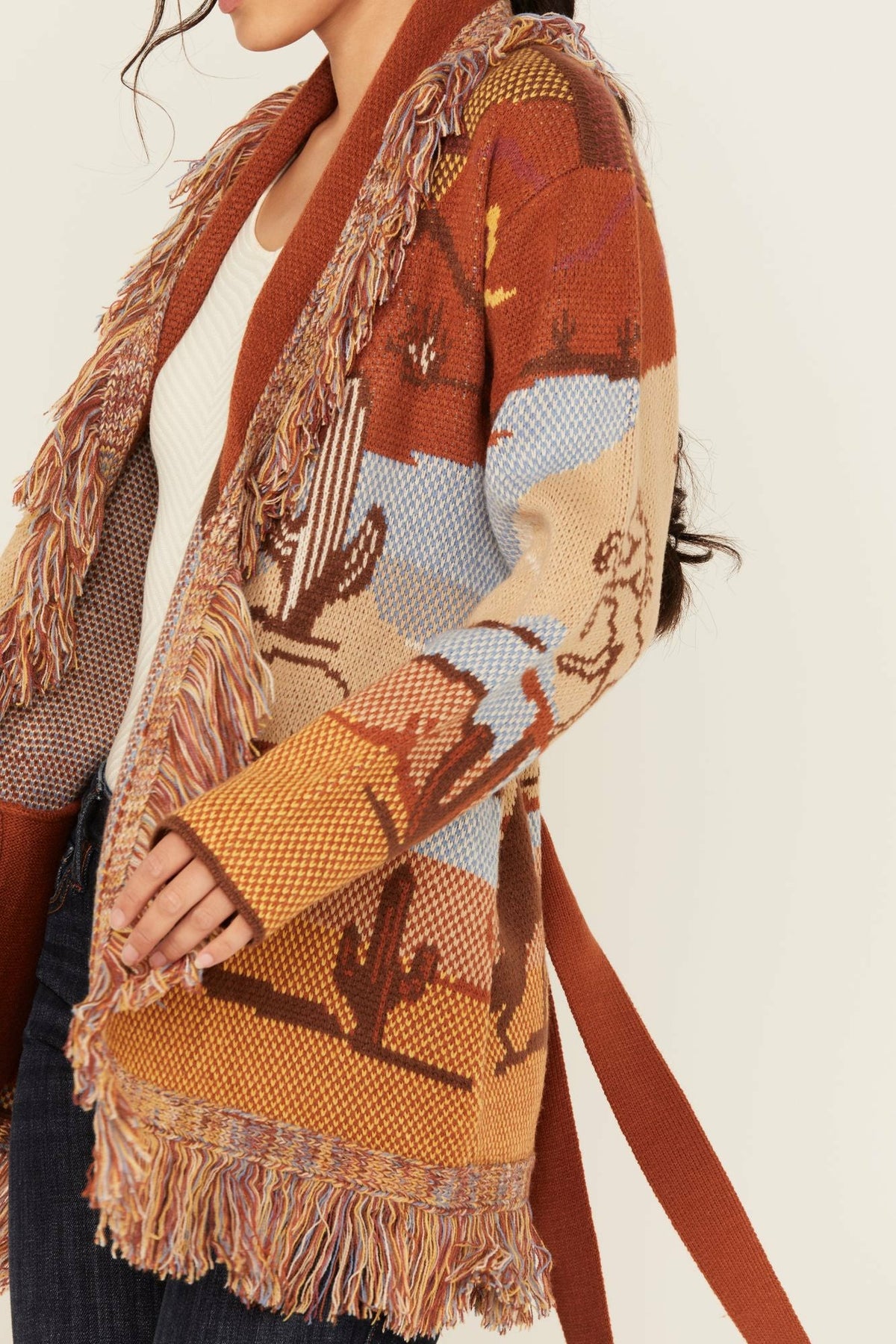 Women Minette Western Scenic Fringe Cardigan | Idyllwind