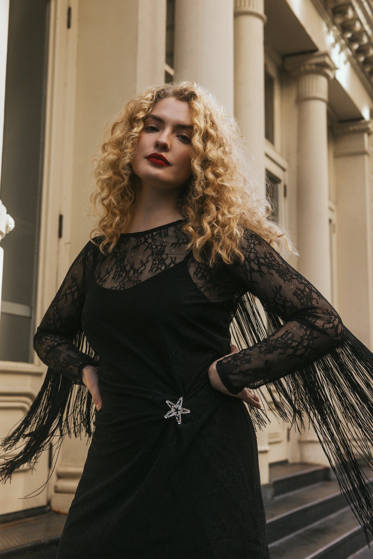 Women Melvin Lace Fringe Long Sleeve Mini Dress | Idyllwind