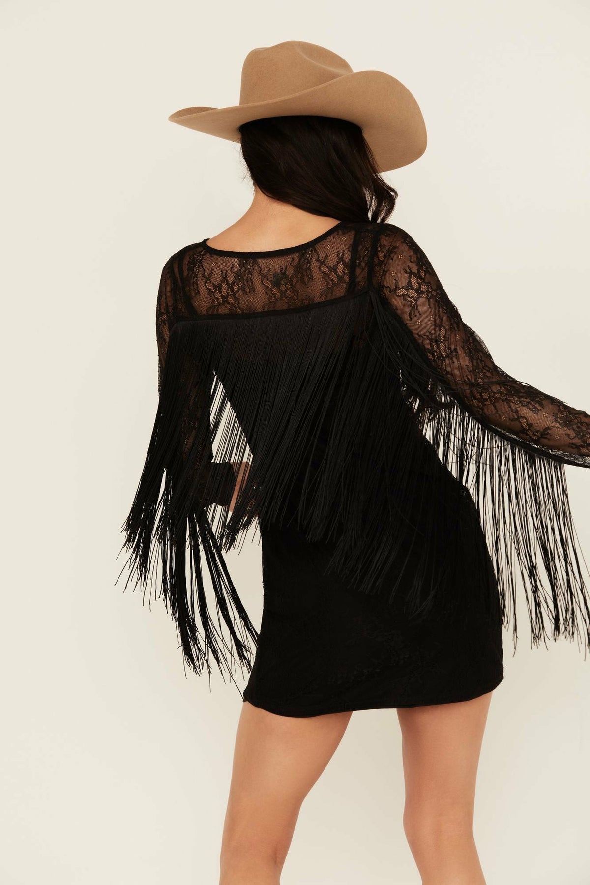 Women Melvin Lace Fringe Long Sleeve Mini Dress | Idyllwind