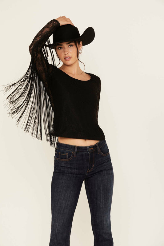Women Russello Lace Fringe Long Sleeve Shirt | Idyllwind