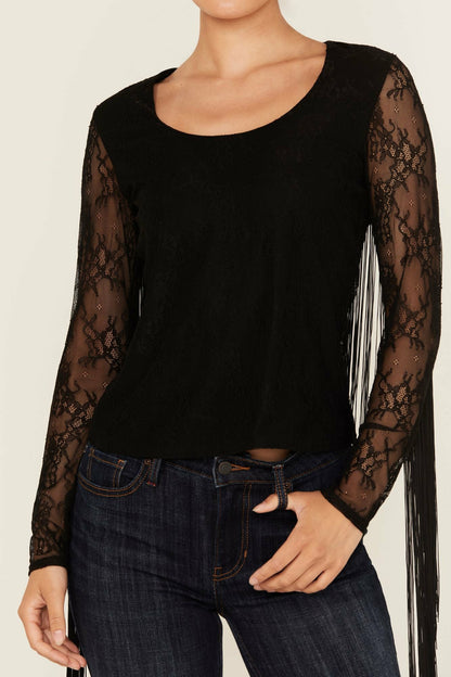 Women Russello Lace Fringe Long Sleeve Shirt | Idyllwind