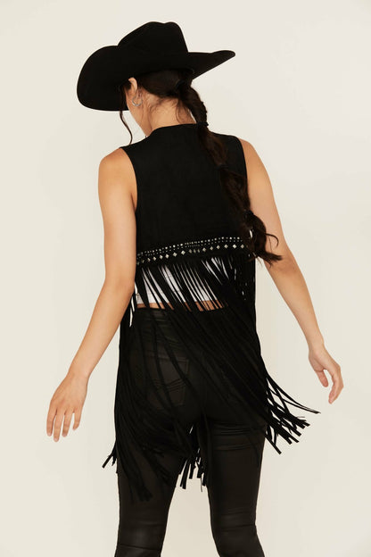 Women Walnut Studded Fringe Faux Suede Vest | Idyllwind