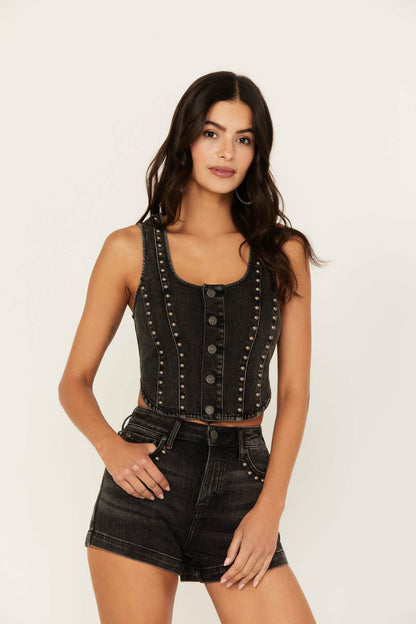 Women Delrose Drive Studded Denim Vest | Idyllwind