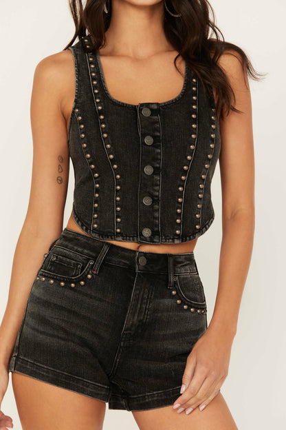 Women Delrose Drive Studded Denim Vest | Idyllwind