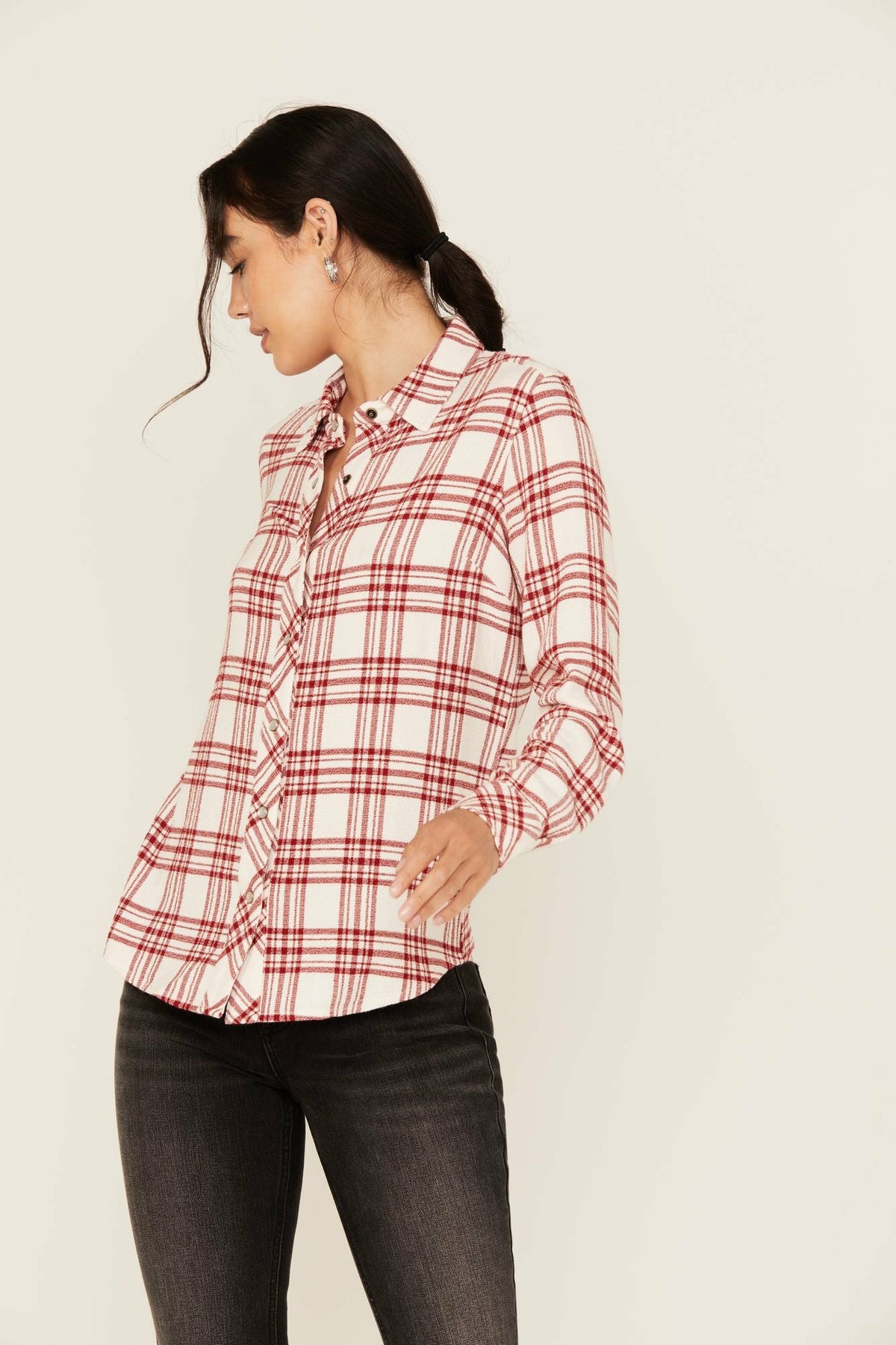Women Anna Featherlight Plaid Print Long Sleeve Pearl Snap Western Shirt | Idyllwind