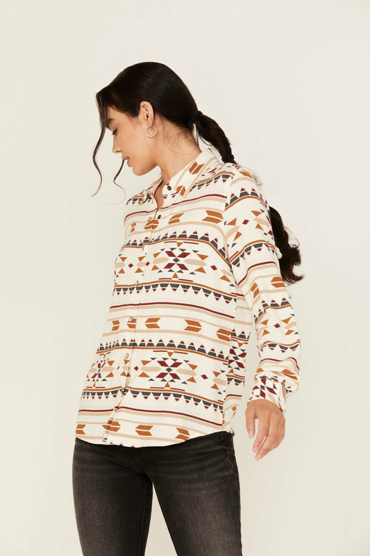 Women Maplegrove Featherlight Southwestern Print Long Sleeve Pearl Snap Western Shirt | Idyllwind