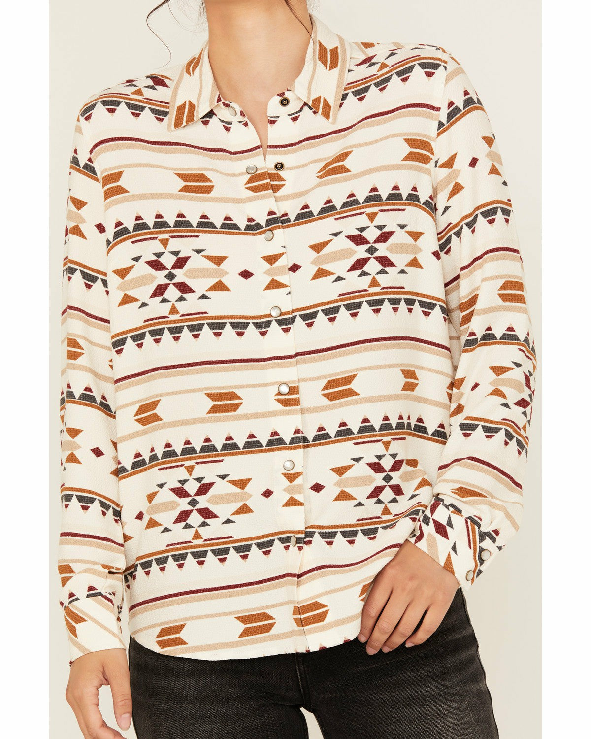 Women Maplegrove Featherlight Southwestern Print Long Sleeve Pearl Snap Western Shirt | Idyllwind