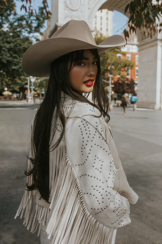 Women Blair Fringe and Studded Faux Suede Snap Jacket | Idyllwind