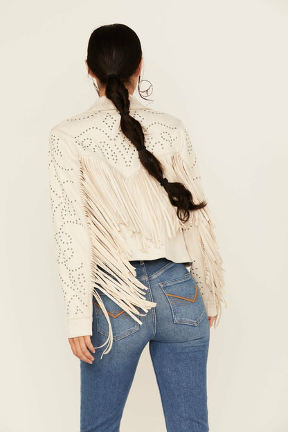 Women Blair Fringe and Studded Faux Suede Snap Jacket | Idyllwind