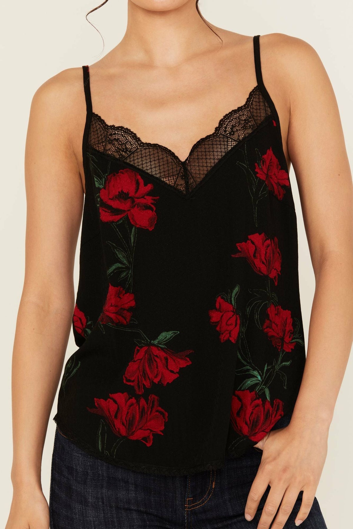 Women Chase Floral Print Lace Trim Cami Tank | Idyllwind