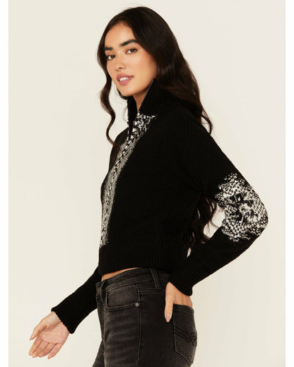 Women Dallas Sequins Cropped Zip Front Sweater | Idyllwind
