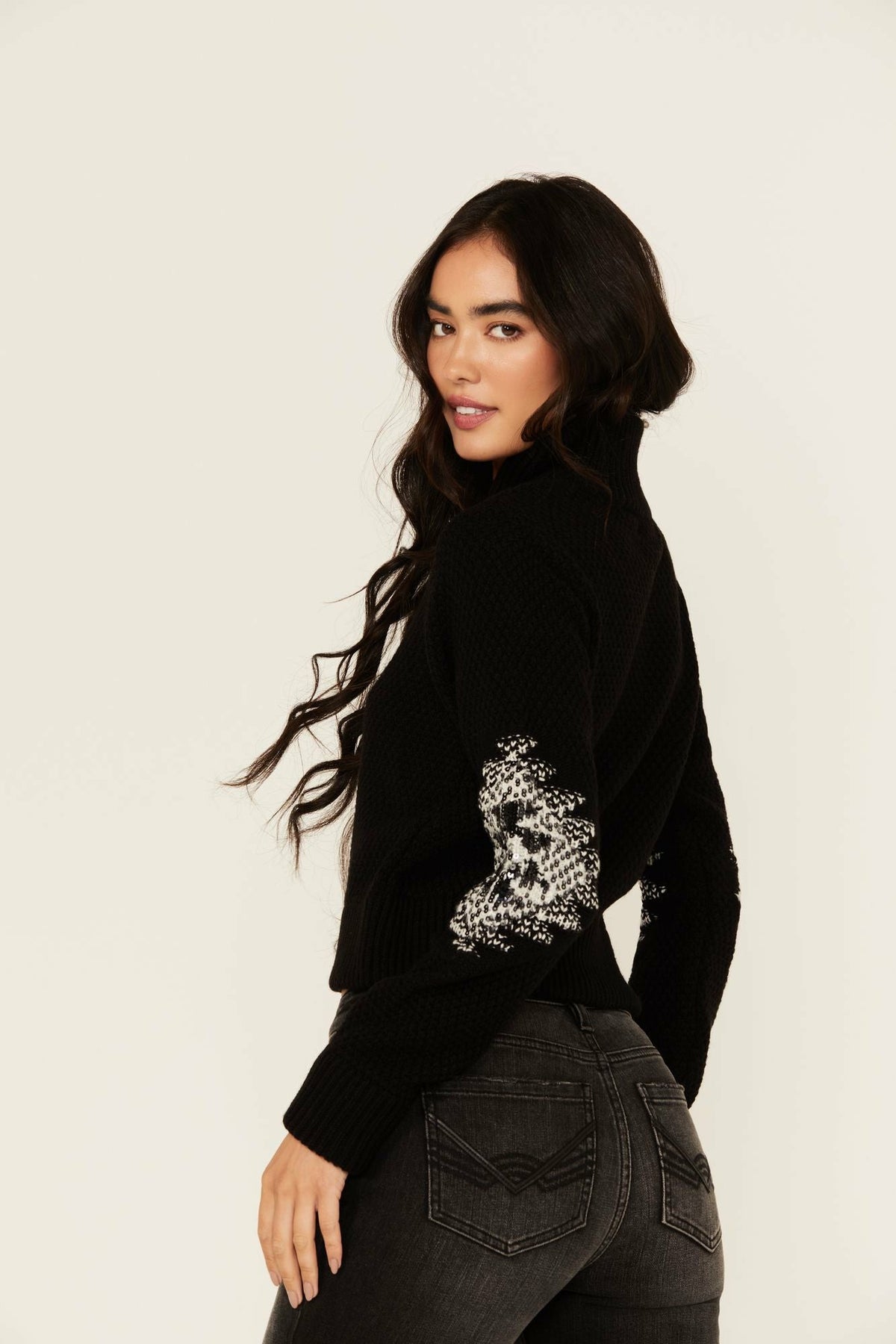 Women Dallas Sequins Cropped Zip Front Sweater | Idyllwind