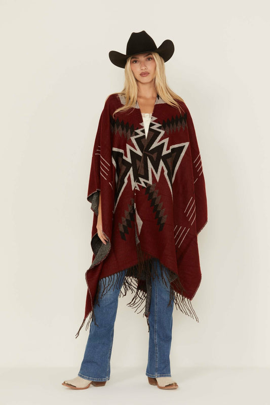 Women McDowell Southwestern Print Reversible Fringe Shawl | Idyllwind