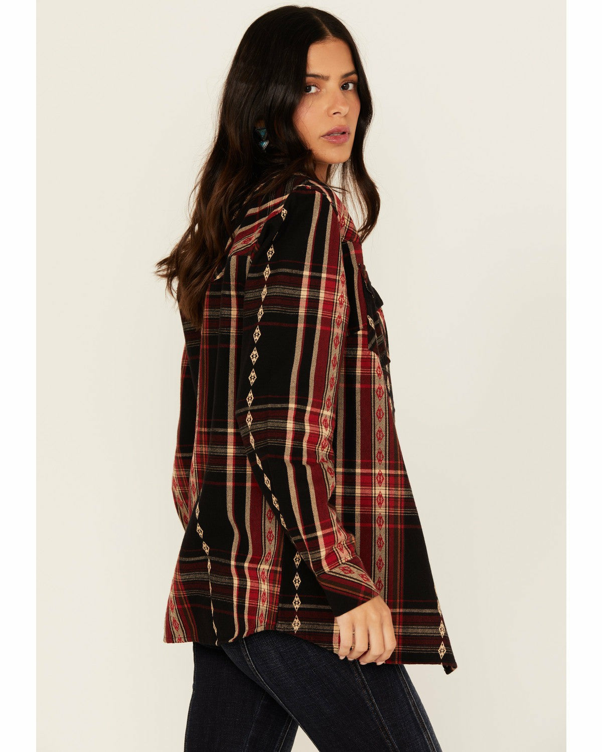 Women Glenmond Dobby Plaid Print Long Sleeve Snap Flannel Shirt | Idyllwind