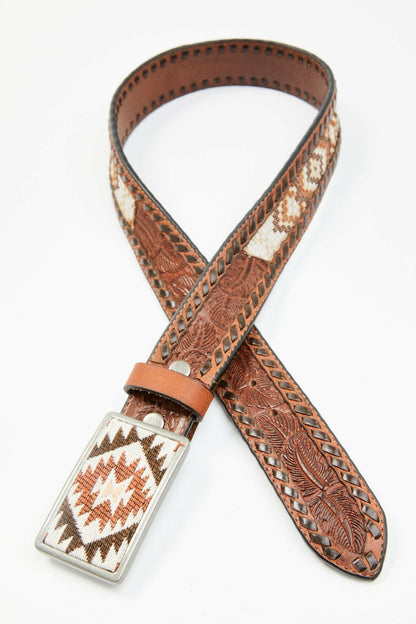 Women Tooled Southwestern Square Buckle Belt | Idyllwind