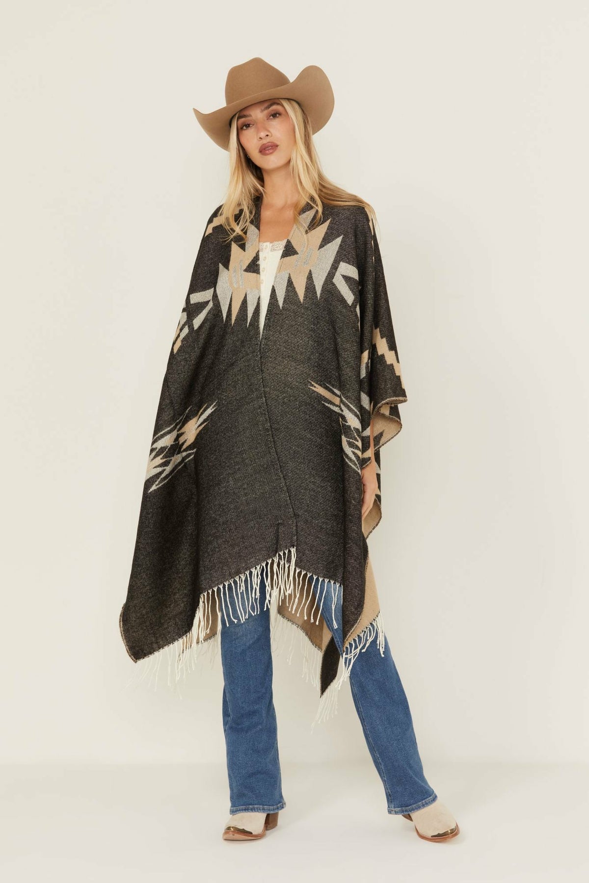Women Waterford Southwestern Print Reversible Fringe Shawl | Idyllwind