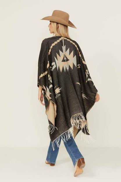 Women Waterford Southwestern Print Reversible Fringe Shawl | Idyllwind