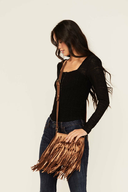 Women Camarillo Metallic Fringe Suede Crossbody Bag | Idyllwind