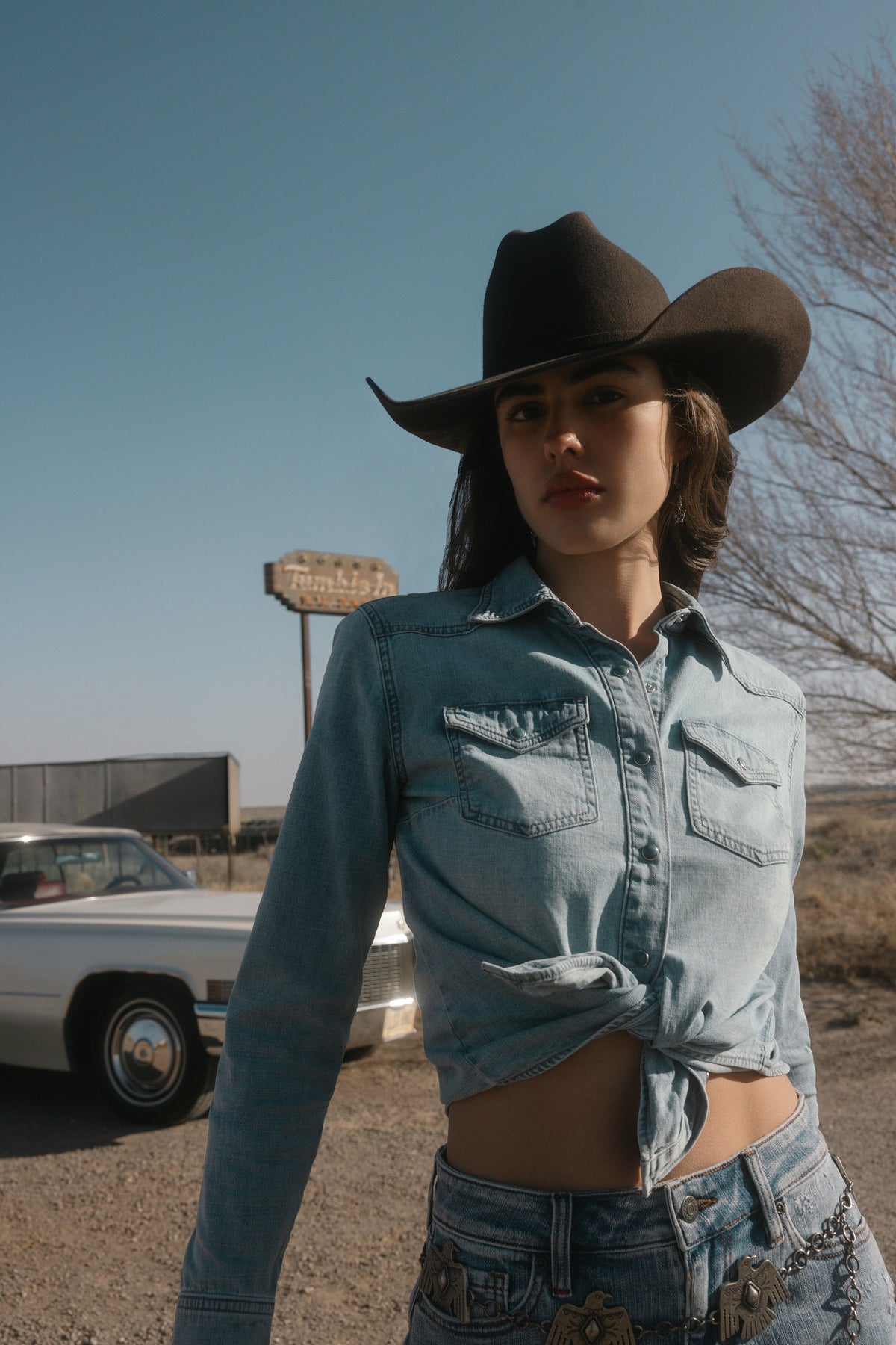 Women Medium Wash Long Sleeve Snap Denim Shirt | Idyllwind