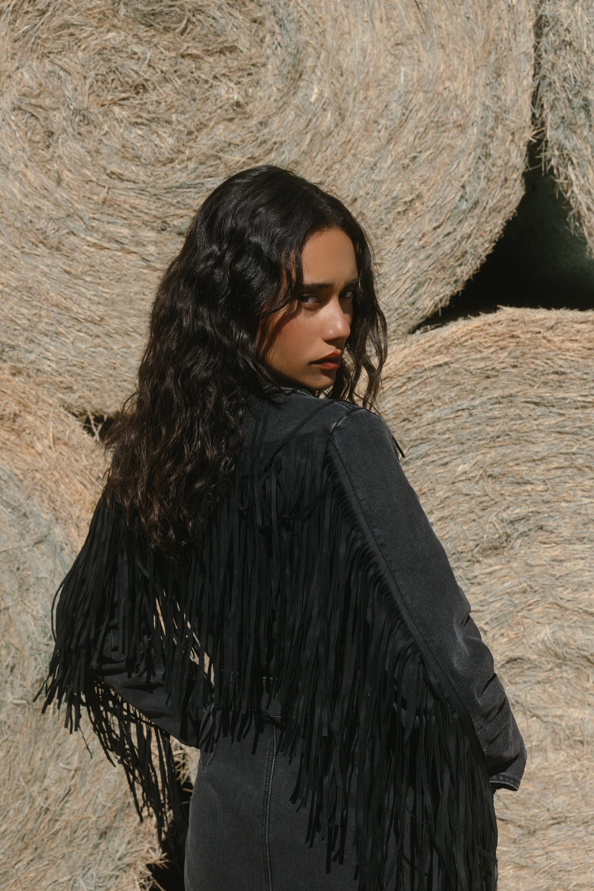 Women Fringe Long Sleeve Stretch Denim Mini Dress | Idyllwind