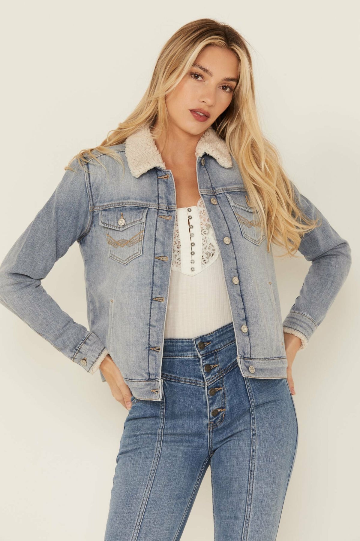 Women Edgewood Sherpa Lined Denim Jacket | Idyllwind