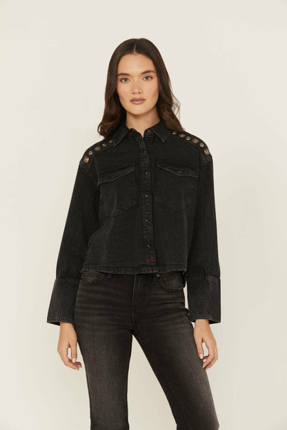 Women Concho Embellished Long Sleeve Snap Western Shirt | Idyllwind