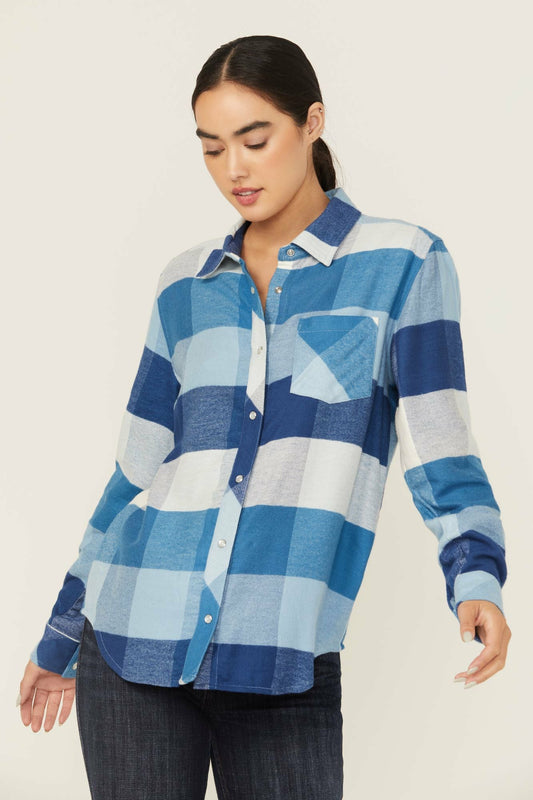 Women Plaid Print Long Sleeve Snap Flannel Shirt | Idyllwind