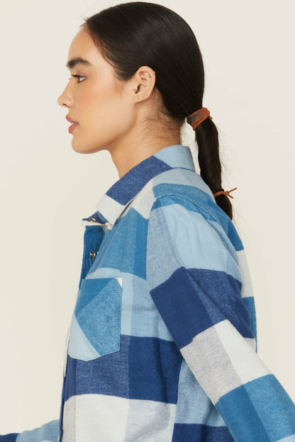Women Plaid Print Long Sleeve Snap Flannel Shirt | Idyllwind