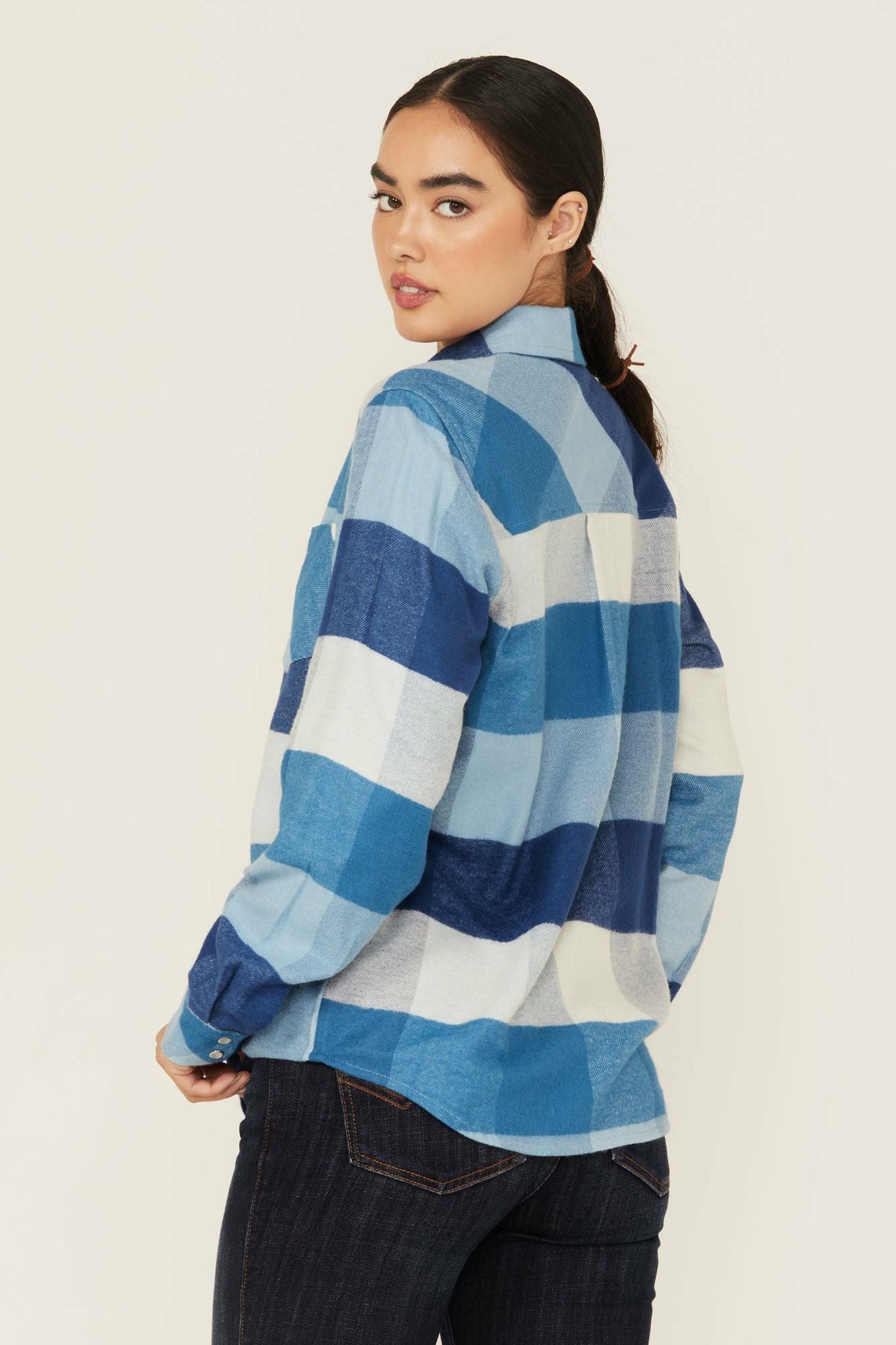 Women Plaid Print Long Sleeve Snap Flannel Shirt | Idyllwind