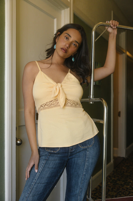 Women Lace Inset Tie-Front Cami | Idyllwind