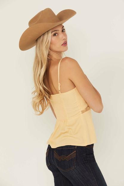 Women Lace Inset Tie-Front Cami | Idyllwind