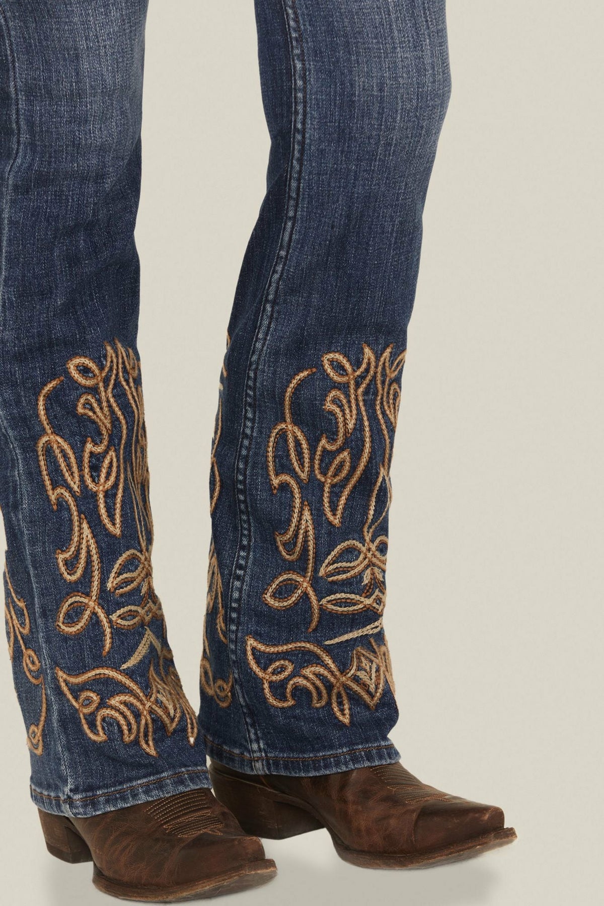 Women Hawkins Dark Wash Rebel Mid Rise Boot Stitch Super Stretch Denim Jeans | Idyllwind