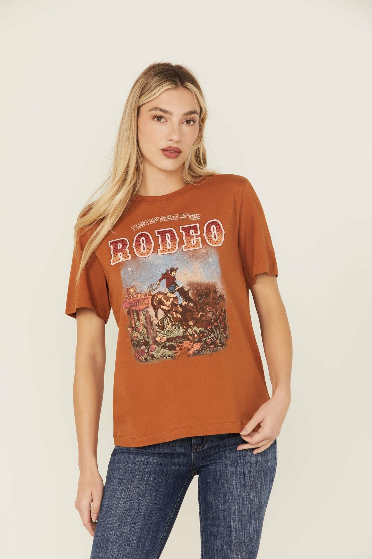Women I Left My Heart At The Rodeo Embellished Short Sleeve Graphic Tee | Idyllwind