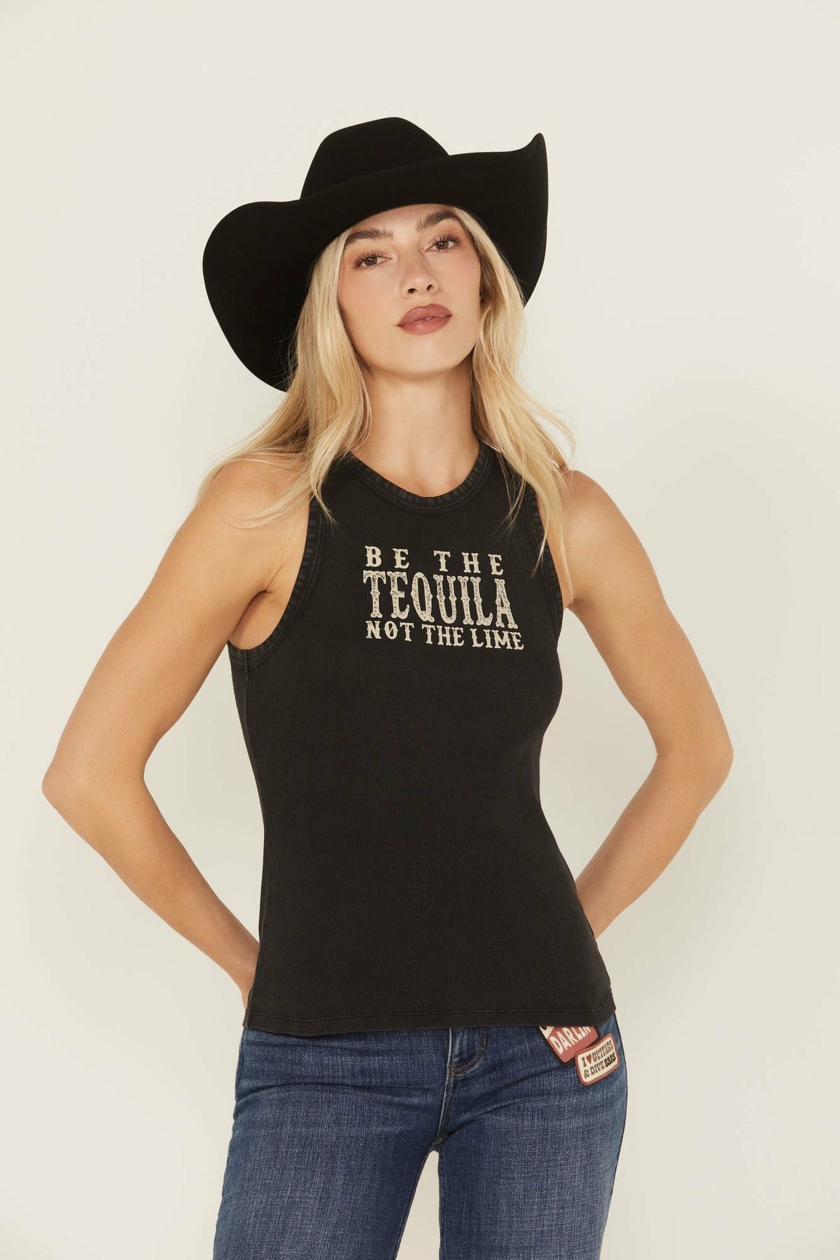 Women Be The Tequila Embellished Ribbed Graphic Tank Top | Idyllwind
