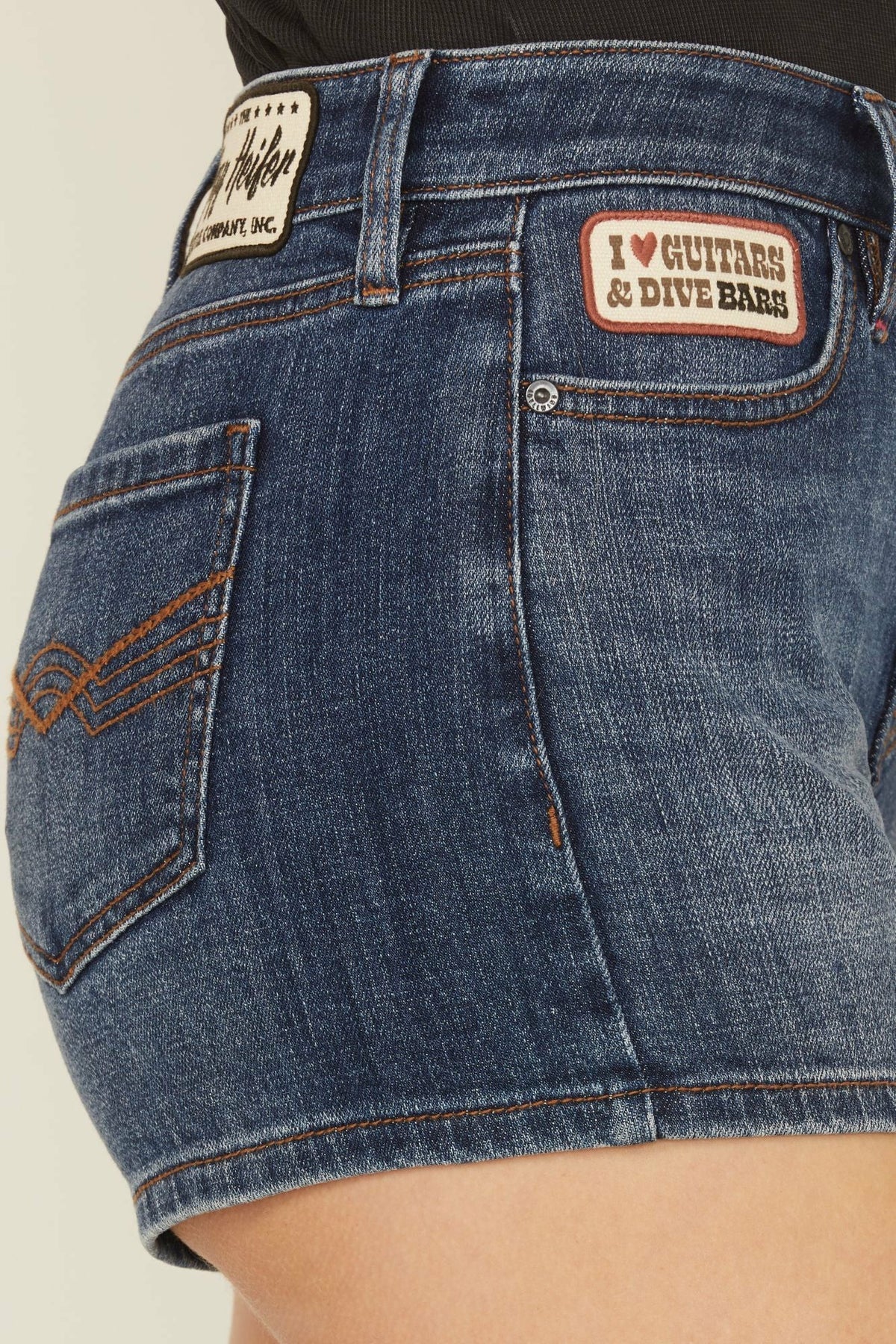 Women Ellwood Patch Dark Wash High Rise Stretch Denim Shorts | Idyllwind