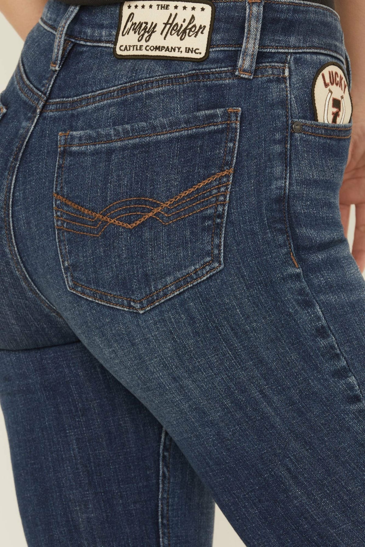Women Ellwood Dark Wash High Rise Patch Bootcut Super Stretch Denim Jeans | Idyllwind
