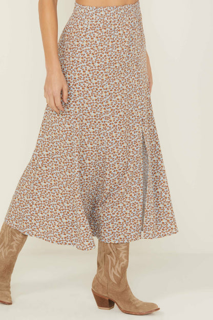 Women Richardson Floral Print Button Front Midi Skirt | Idyllwind
