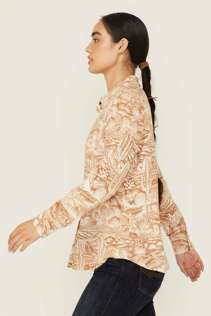 Women Rockwall Conversation Print Feather Light Long Sleeve Pearl Snap Western Shirt | Idyllwind