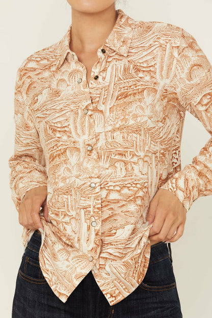 Women Rockwall Conversation Print Feather Light Long Sleeve Pearl Snap Western Shirt | Idyllwind