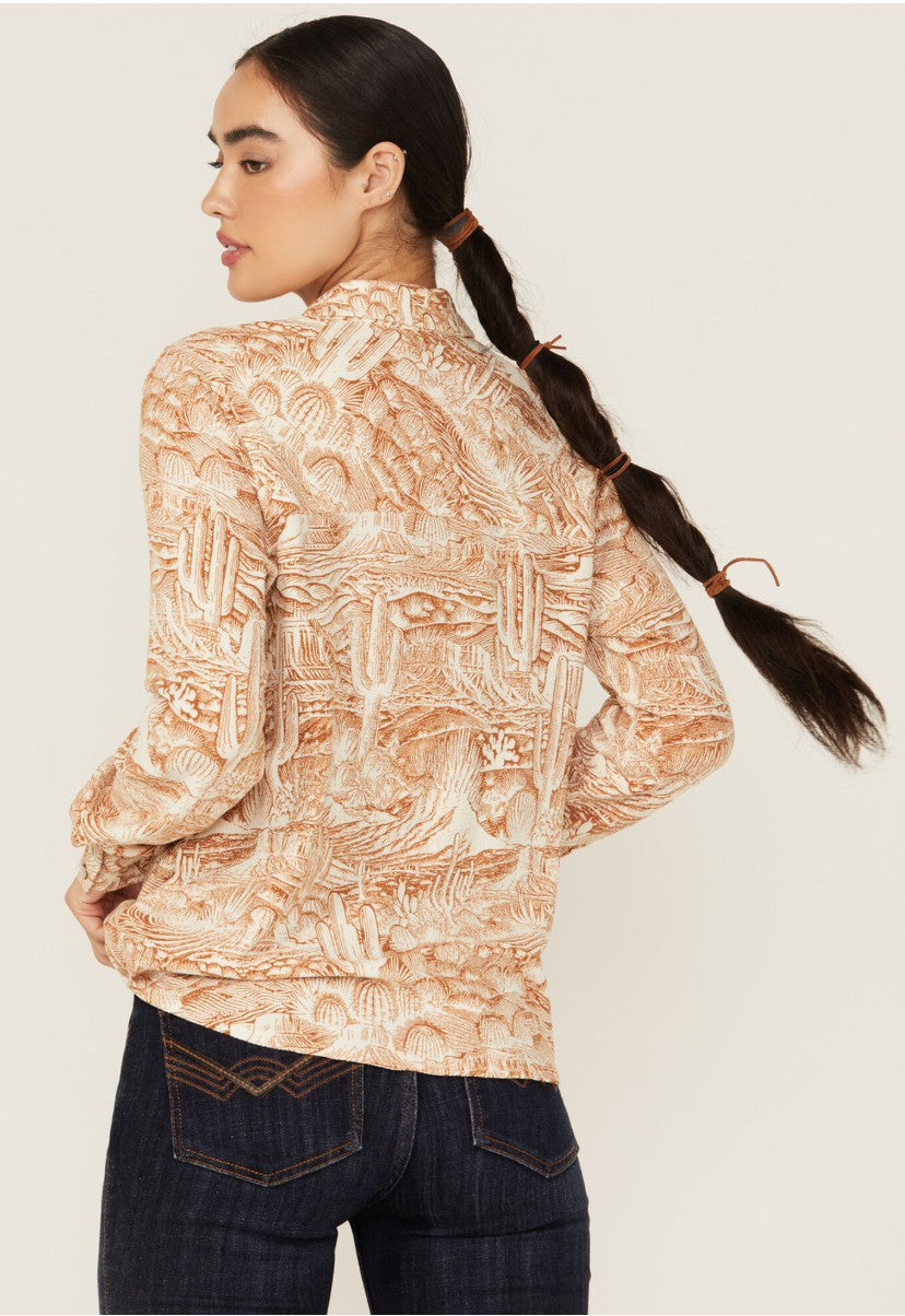Women Rockwall Conversation Print Feather Light Long Sleeve Pearl Snap Western Shirt | Idyllwind