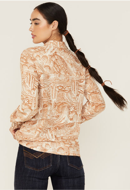 Women Rockwall Conversation Print Feather Light Long Sleeve Pearl Snap Western Shirt | Idyllwind