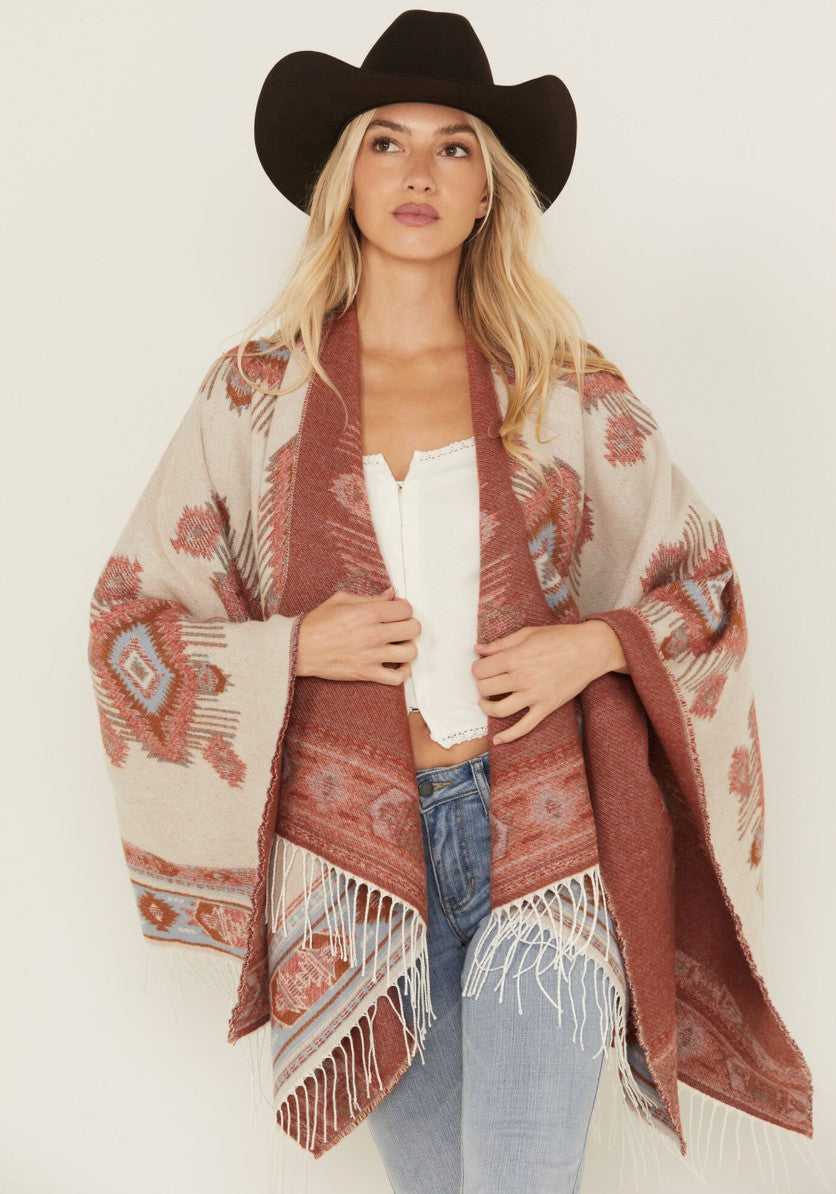 Women Austin Southwestern Print Fringe Shawl | Idyllwind