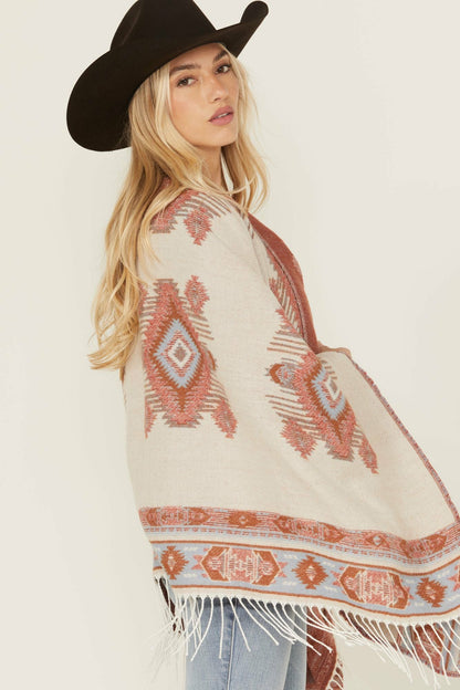 Women Austin Southwestern Print Fringe Shawl | Idyllwind