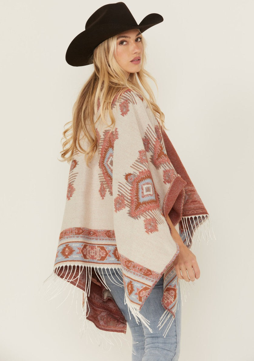 Women Austin Southwestern Print Fringe Shawl | Idyllwind