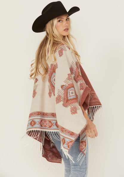 Women Austin Southwestern Print Fringe Shawl | Idyllwind