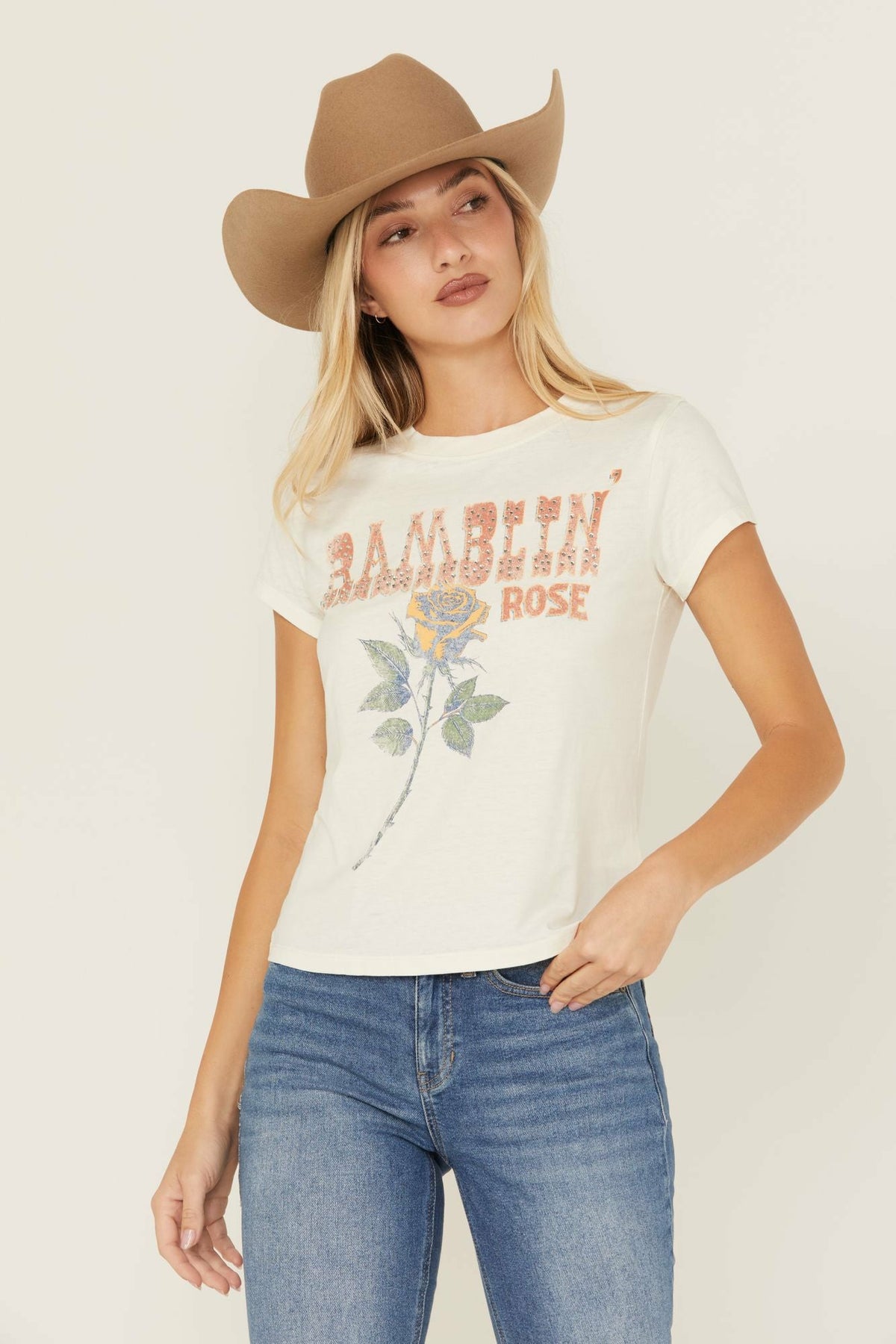 Women Ramblin' Rose Trusty Embellished Short Sleeve Graphic Tee | Idyllwind